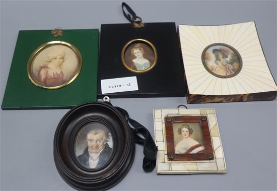 Five portrait miniatures